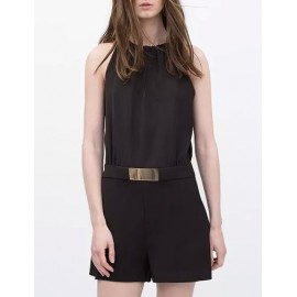 Vogue Metallic Embellish Strap Sleeveless Playsuit  Size:S-L