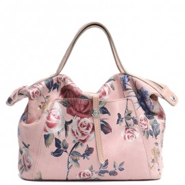 Flower Print Leather Handbag