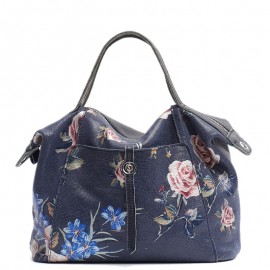 Flower Print Leather Handbag