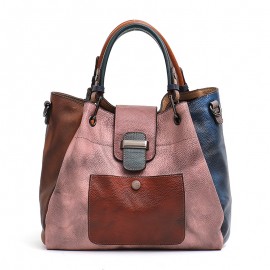 Color Leather Patchwork Shoulder Bag