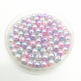 8mm Rainbow Color Round Beads ABS Imitation Pearl Beads