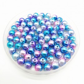  8mm Rainbow Color Round Beads ABS Imitation Pearl Beads