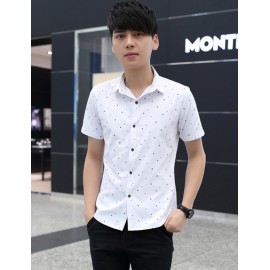 Tiny Star Pattern Short Sleeve Pointed Collar Shirt