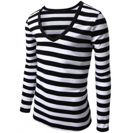 Classic Stripe Print Long Sleeve Slim Fit T-Shirt