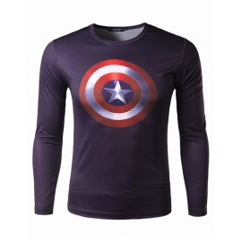 Slim Fit Long Sleeve 3D Print T-Shirt For Men