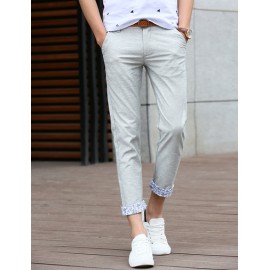 Stylish Printed Turn-Up Cuff Mid-Rise Slim Fit Ninth Pants