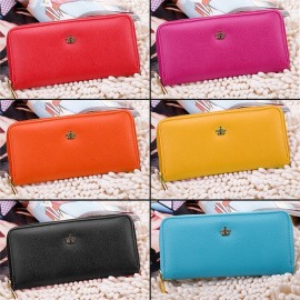 New Women's Stylish Zipper Synthetic Leather Long Handbag Wallet Purse