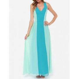 Romantic Deep V-Neck Sleeveless Maxi Dress with Cross Back