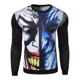 Funny Asymmetrical Print Slim Fit Sweatshirt with Round Neck