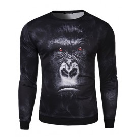 Seductive 3D Chimpanzee Print Round Neck Sweatshirt