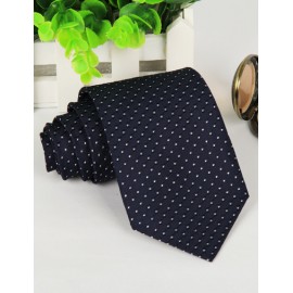 Laconic Polka Dots Jacquard Pattern Neck Tie with Arrow Toe