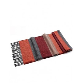 Nordic Color Panel Bold Stripe Scarf with Tassel Hem