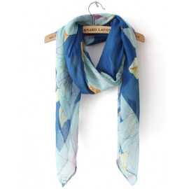 Gorgeous 120CM Blue Floral Print Scarf