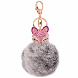 Fashion Korea Rhinestone Beaded Setting Fox Shape Bag Chain Key Chain 