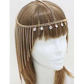 Styling Rhinestone Detail Tassel Trim Hairwrap in Gold