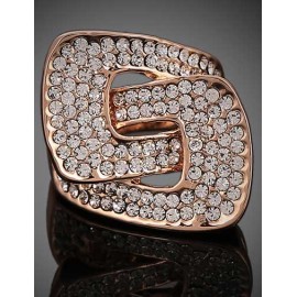 Styling Rhinestone Detail Geometric Cutwork Ring