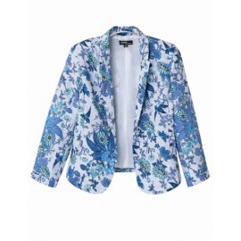 Vintage Print 3/4 Sleeve Blazer in Slim Fit