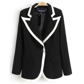 Unique Color Block Slim Fit Blazer in Flap Pockets