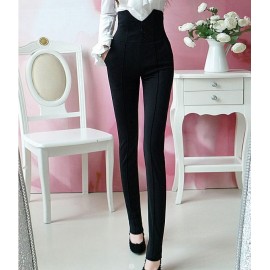 New Spring Summer Elastic Fabric Women Pants Capris Black Long High Waist Trousers Tight Women Clothes