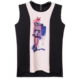 Boyfriend Zip Back Tank Top in Unique Figure Print