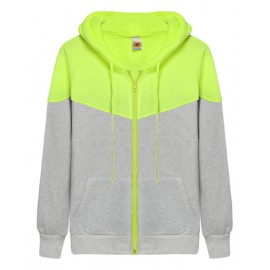 Leisure Color Block Hooded Long sleeve Hoodie with Kangaroo Pocket