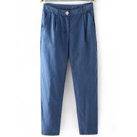 Loose Single Button High-waisted Harem Pants